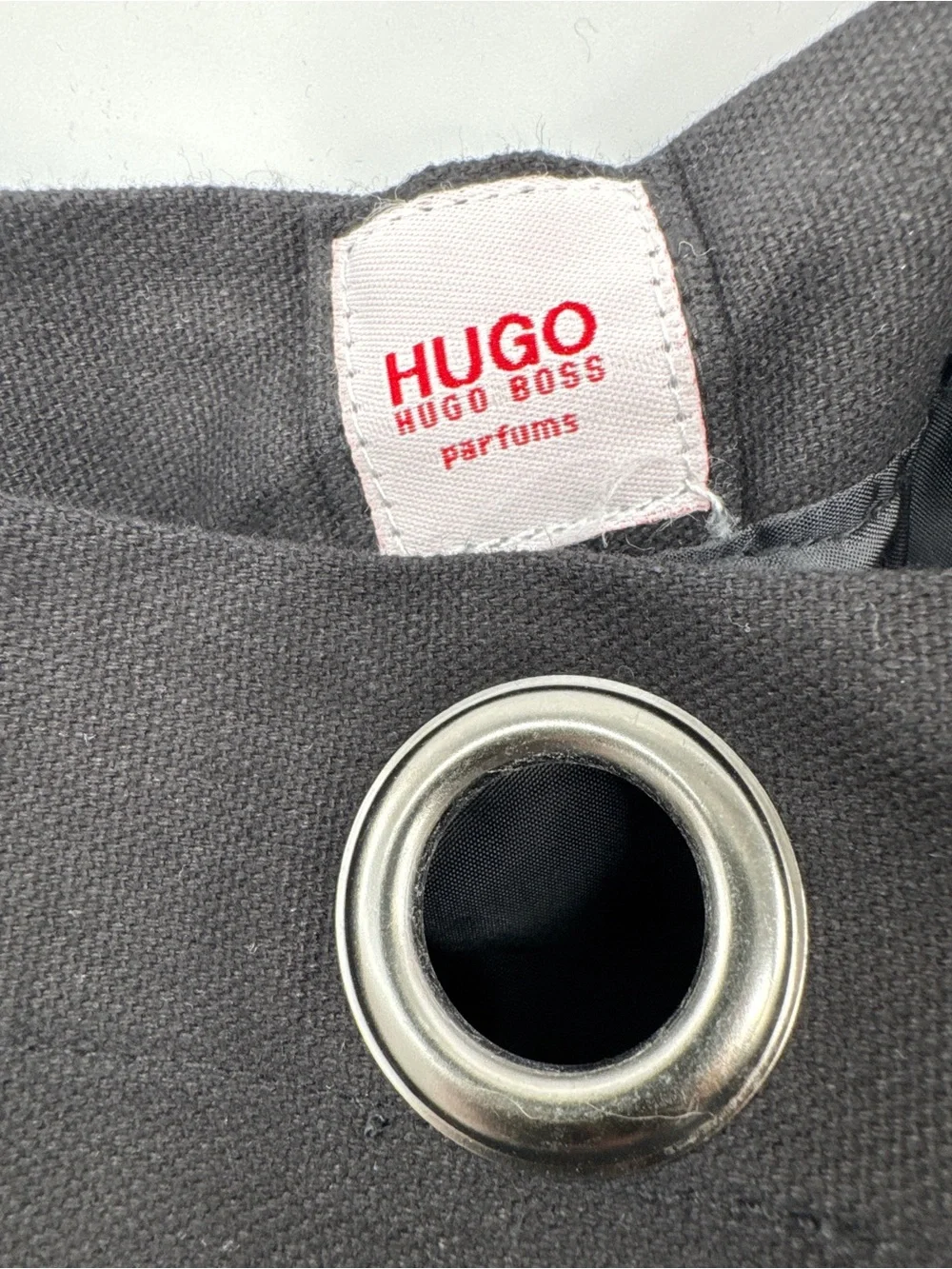 HUGO Black Drawstring Backpack Sling Bag Canvas Utility Bucket Logo Unisex Y2K
